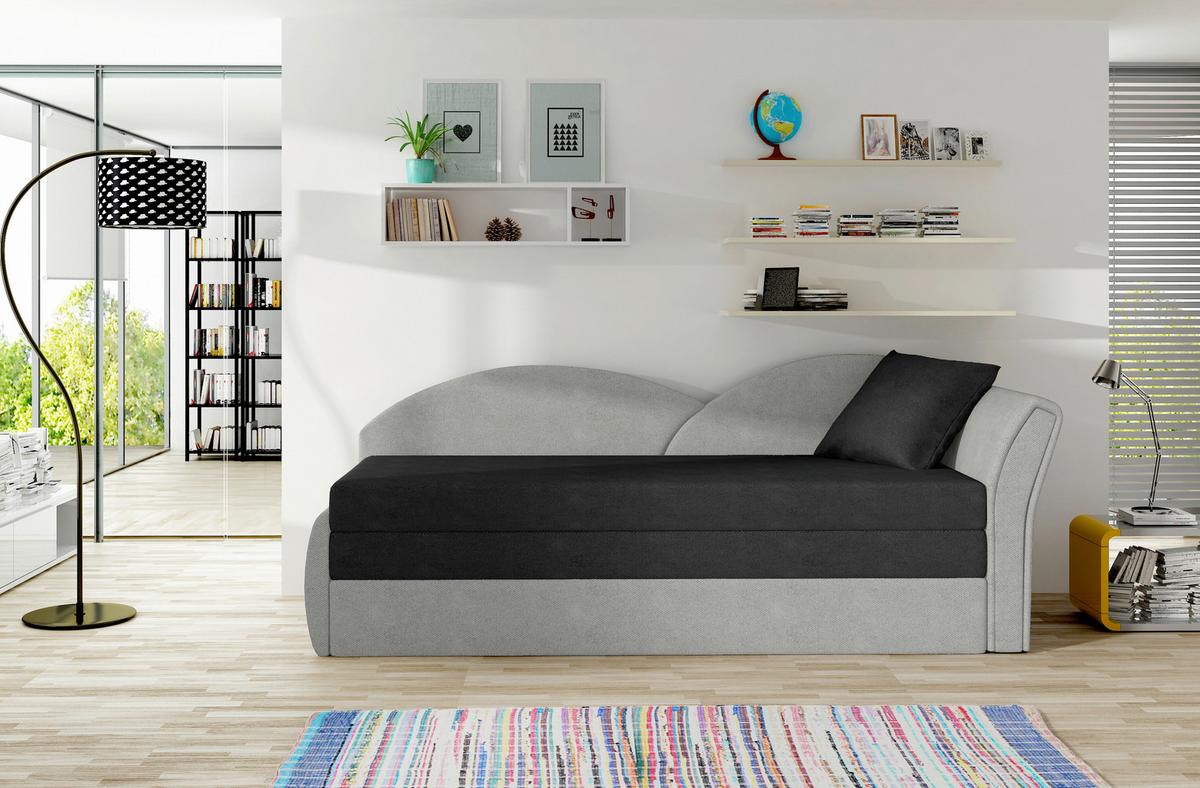 Récamiere Schwarz,hellgrau, S: 218x80 cm - Erlefarben/Hellgrau, Design, Textil (218/80cm) - MID.YOU