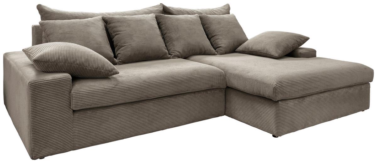 Ecksofa Avellino Graubraun S: 278/200 cm - Graubraun/Schwarz, MODERN, Textil (278/200cm) - Livetastic