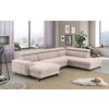 Wohnlandschaft Emma mit Schlaffunktion Creme - Creme/Schwarz, Textil (165/328/215cm) - MID.YOU