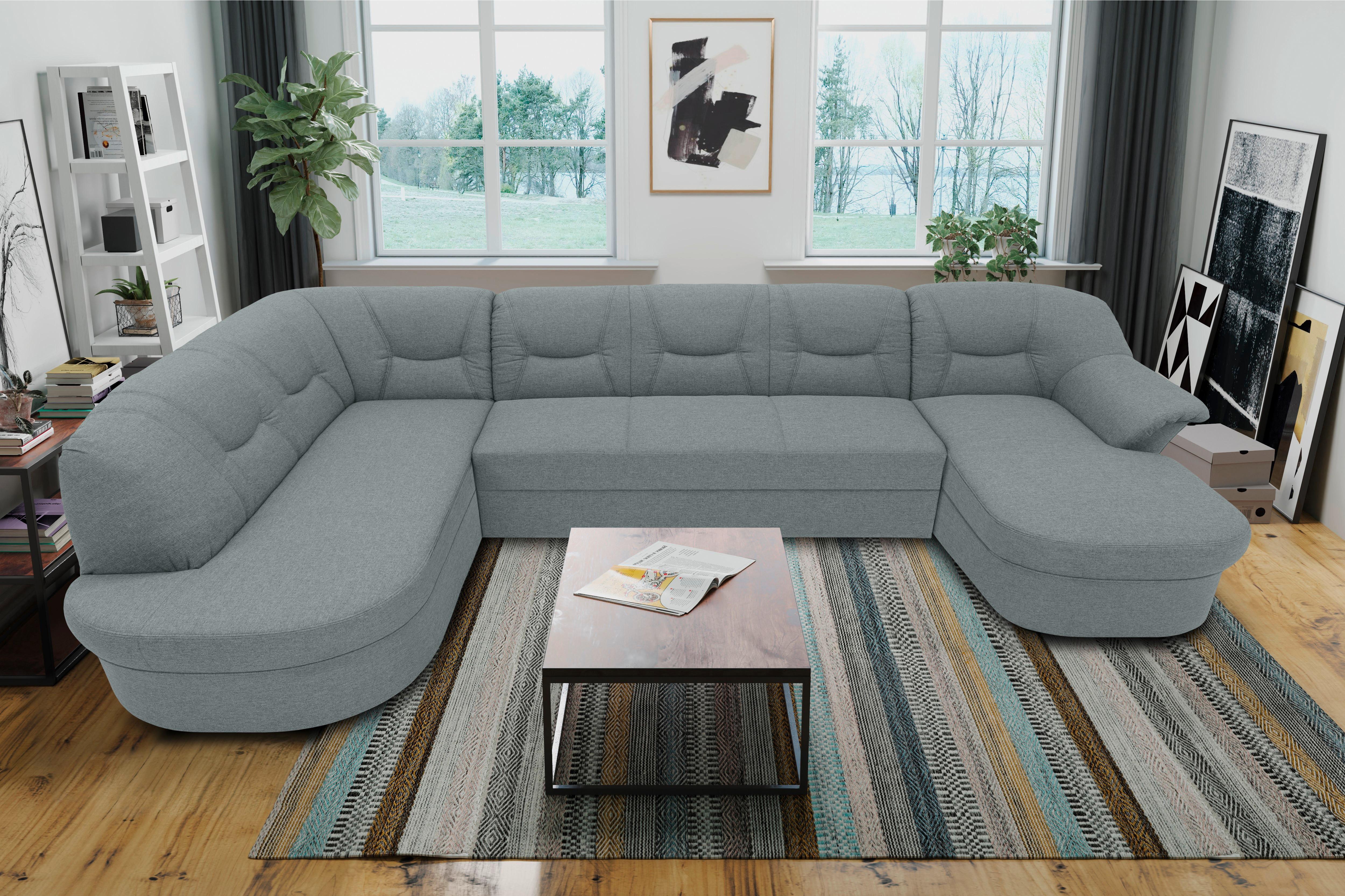 Wohnlandschaft Sarafina Mintgrau - Mintgrau/Schwarz, KONVENTIONELL, Textil (180/295/146cm) - MID.YOU