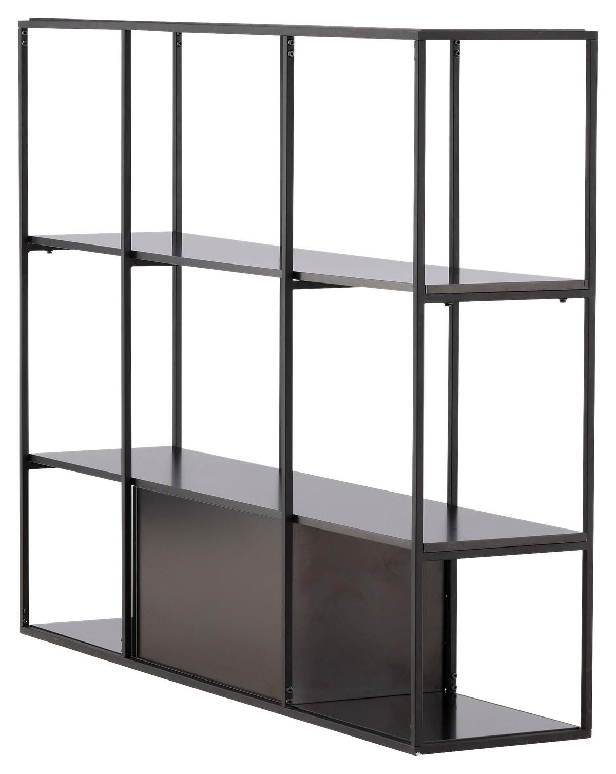 Regal Amarillo - Nussbaumfarben/Schwarz, Design, Holzwerkstoff/Metall (150/120/35cm) - Livetastic
