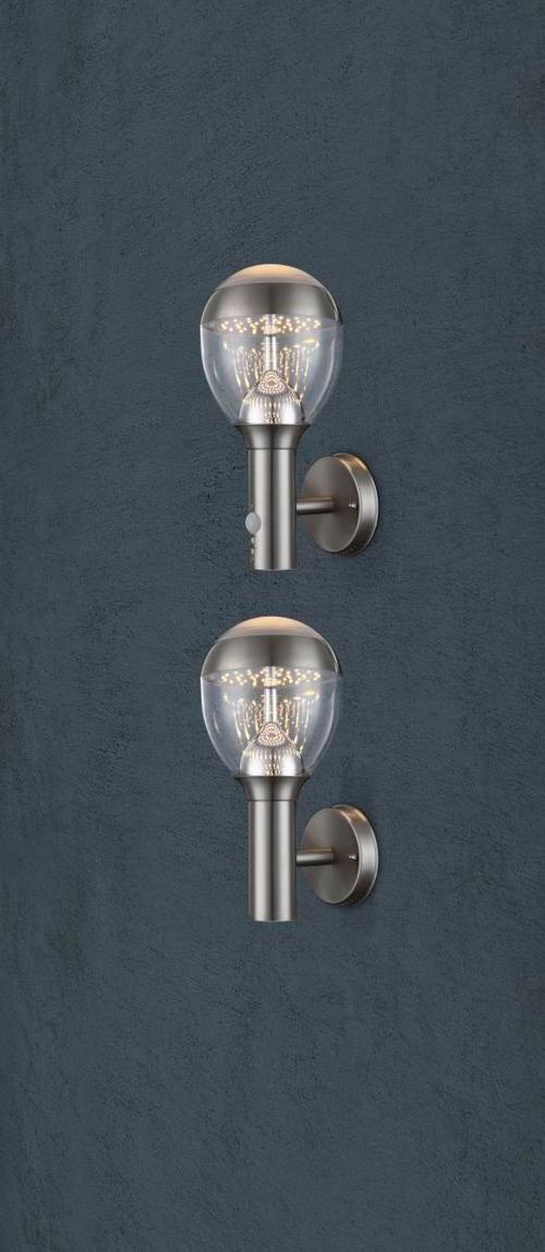 Led Außenleuchte Callisto 11 Watt Edelstahl - Klar/Silberfarben, Basics, Kunststoff/Metall (15/17,5/32cm) - Globo