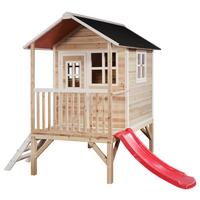Stelzenhaus mit Rutsche Naturfarben Exit Loft 300 - Rot/Naturfarben, KONVENTIONELL, Holz (369/190/215cm) - EXIT Toys