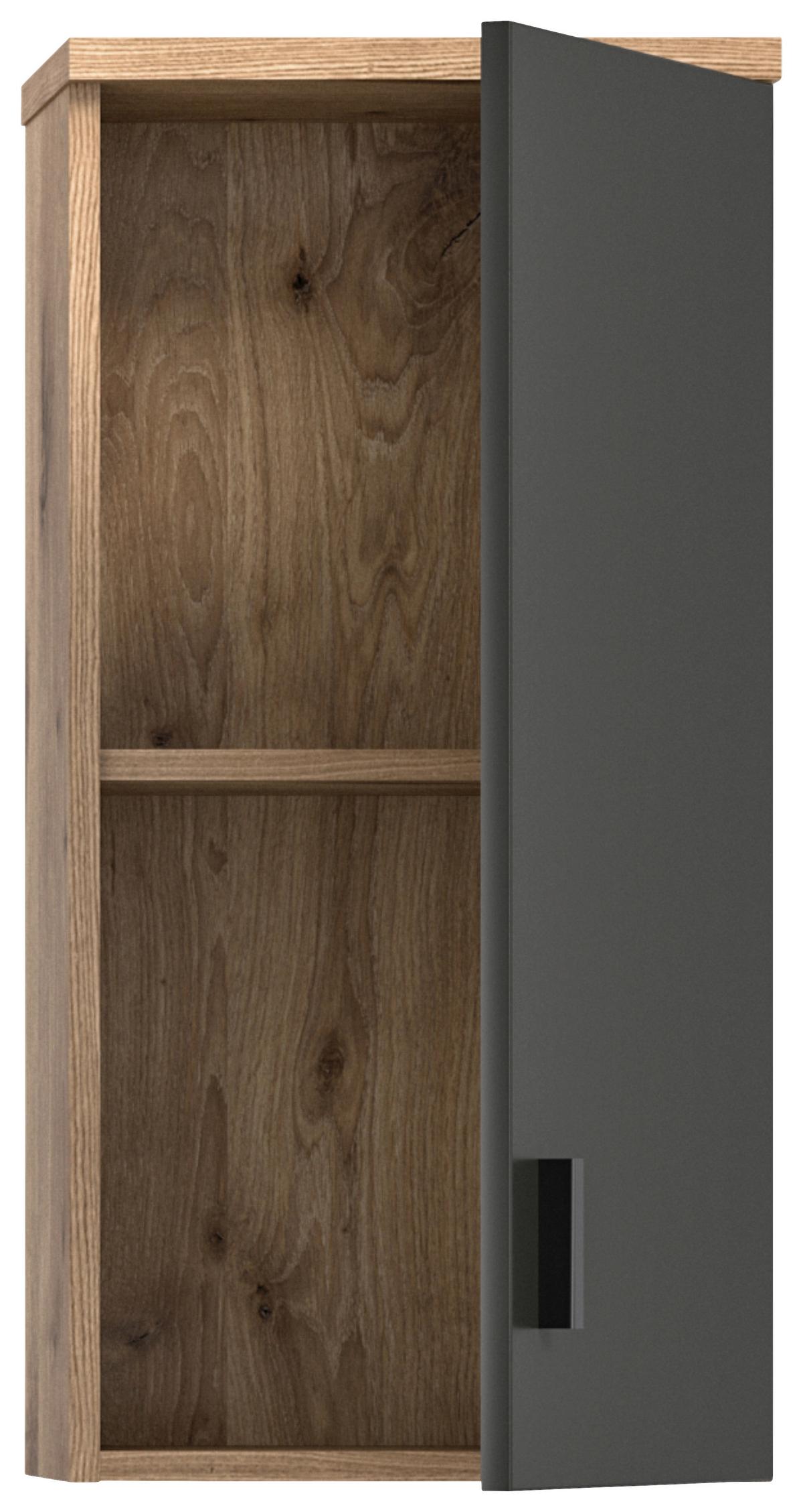 Badezimmer Grado Eiche Dekor/Grau - Weiß Hochglanz/Grau, MODERN, Glas/Keramik (182cm) - MID.YOU