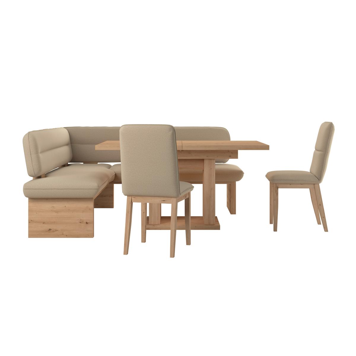 Eckbank Beluna Ii Webstoff Beige, B: 170cm - Eichefarben/Beige, KONVENTIONELL, Holz/Textil (170/232cm) - James Wood