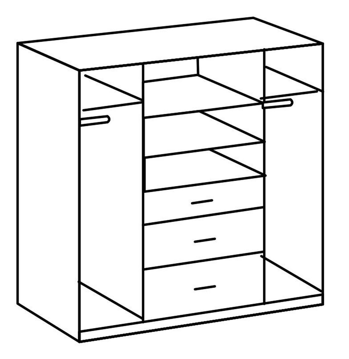 4-türiger Kleiderschrank mit Spiegel