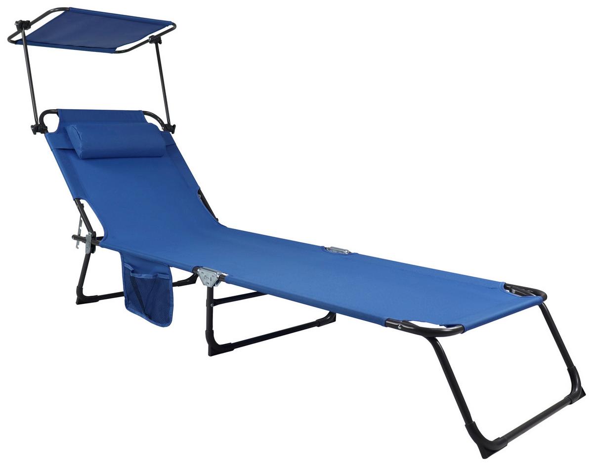 Gartenliege Bindox Stahl, Klappbar - Blau, MODERN, Kunststoff/Textil (55/24/185cm) - Ambia Garden