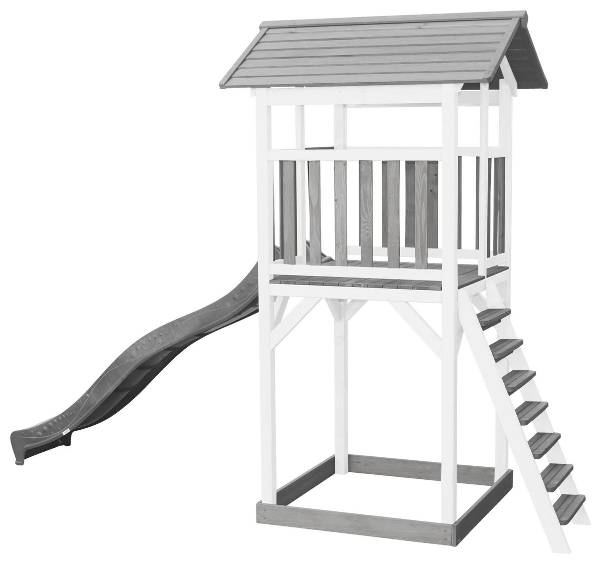 Spielturm A025.120.82 - Weiß/Grau, KONVENTIONELL, Holz/Kunststoff (111,2/241,9/349cm) - Ambia Garden