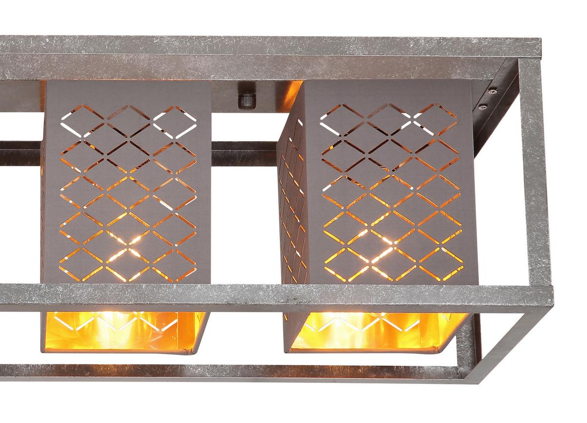 Deckenleuchte Thomas L: 75 cm 4-Flammig - Silberfarben/Goldfarben, Design, Textil/Metall (75/20/22,5cm) - Globo