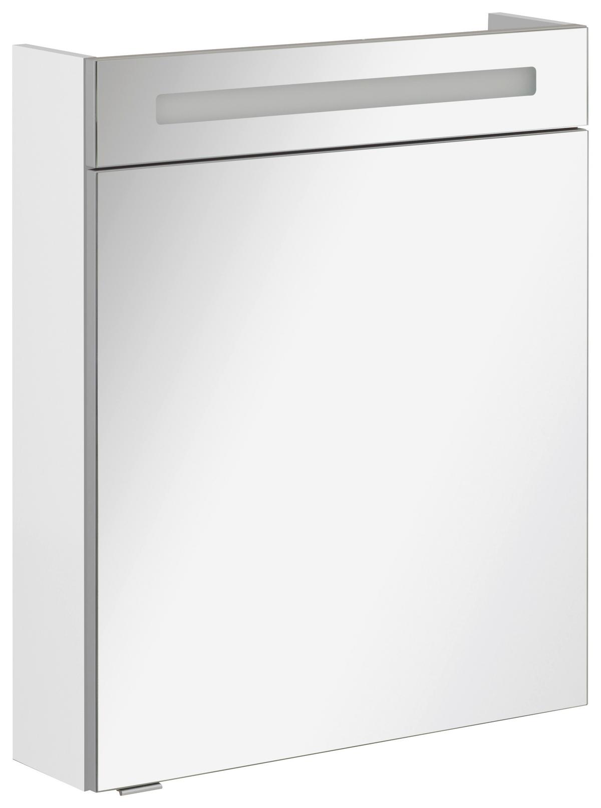 Spiegelschrank mit Türdämpfer + Led B.clever B: 60 cm Weiß - Weiß, MODERN, Glas/Holzwerkstoff (60/71/16cm) - MID.YOU