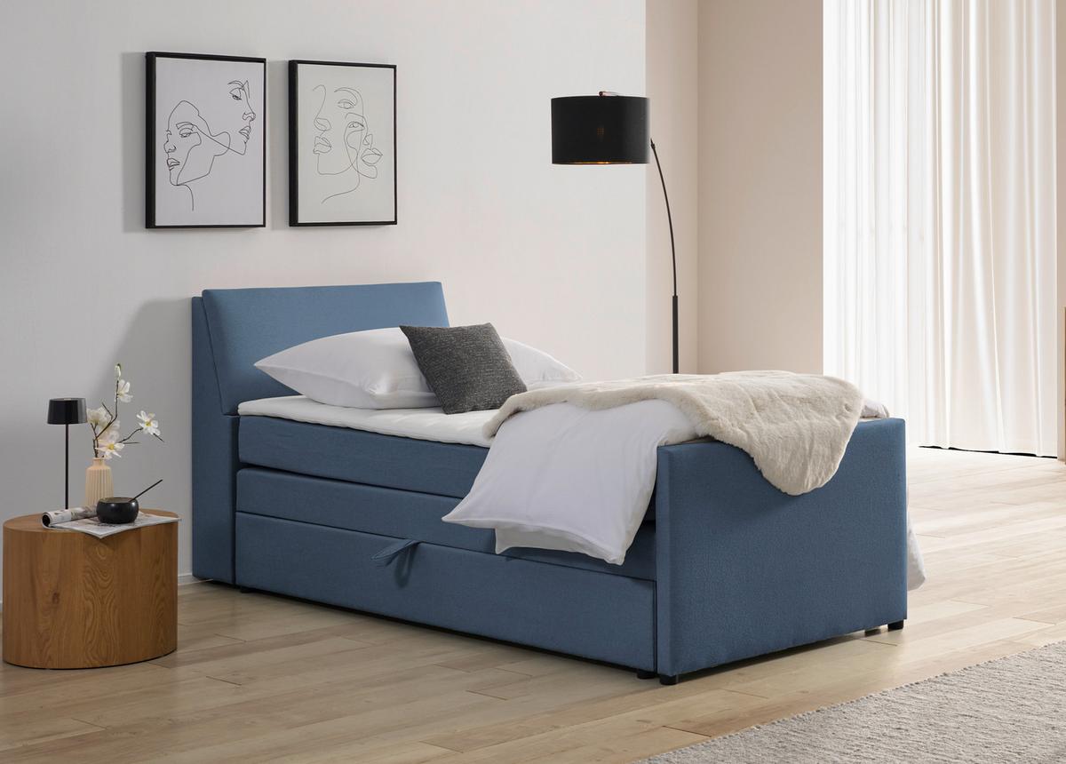 Boxspringbett Mit Bettkasten Nida 100x200 Cm Blaugrau - Blaugrau, MODERN, Holz/Textil (100/200cm) - MID.YOU