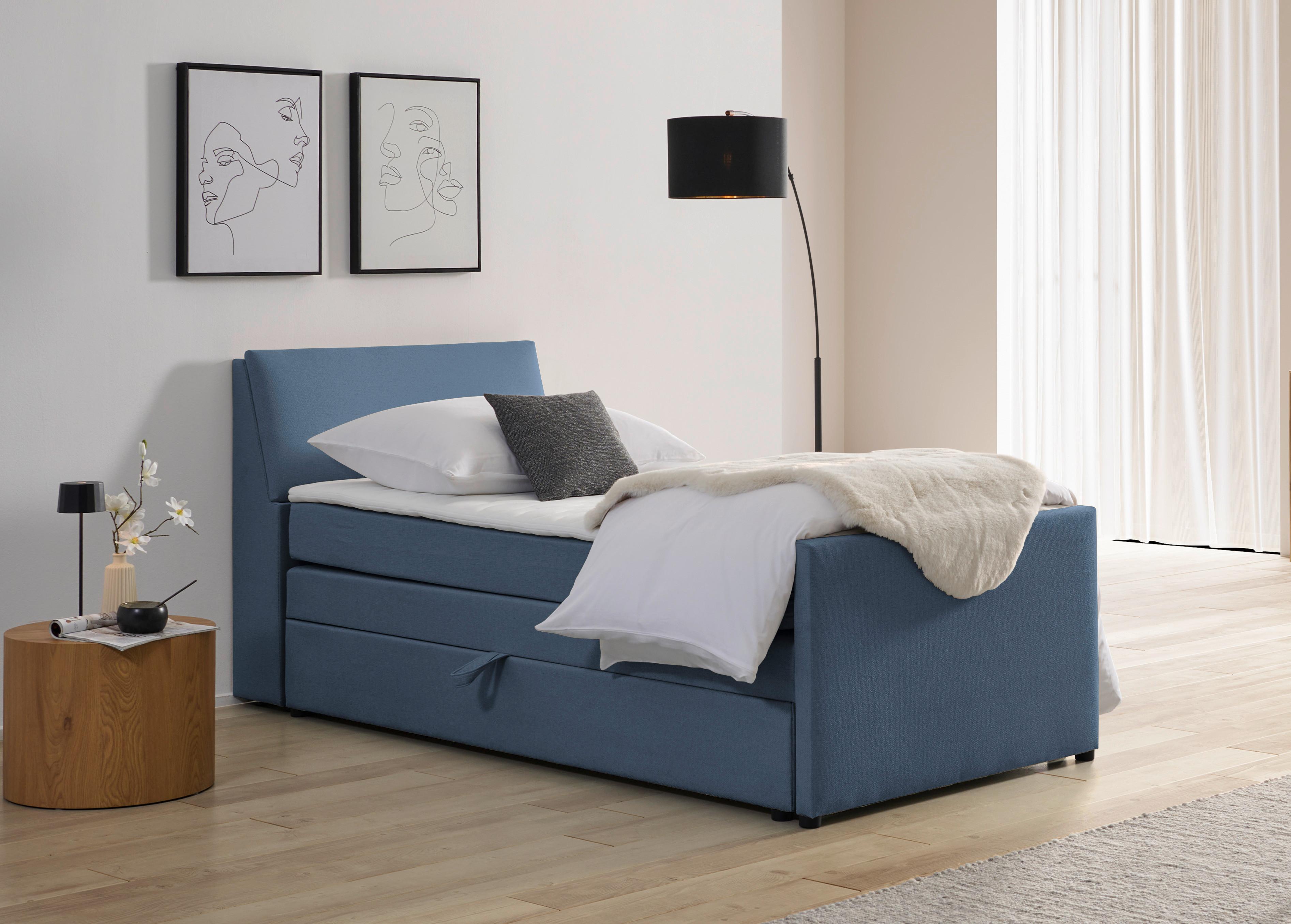 Boxspringbett mit Bettkasten Nida 100x200 cm Blaugrau