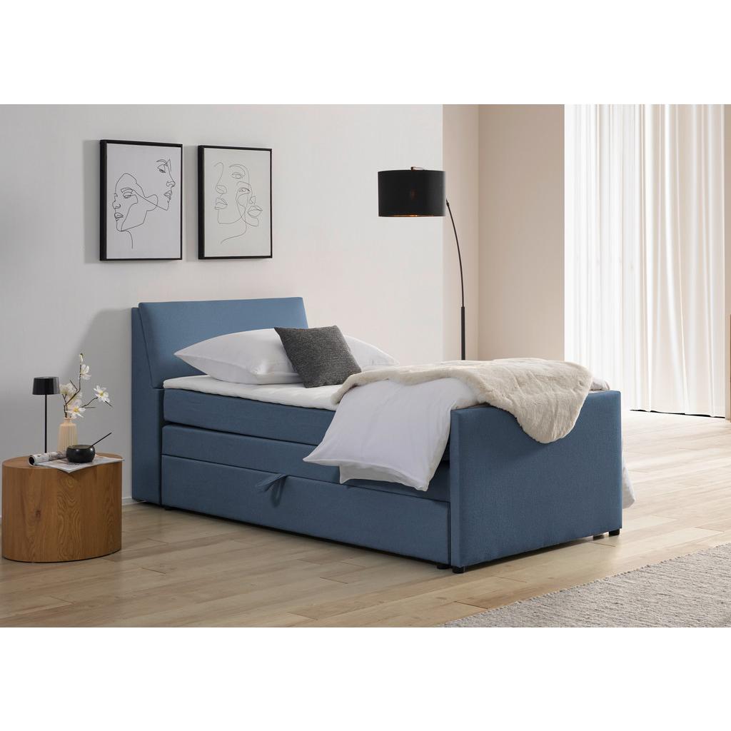 Boxspringbett mit Bettkasten Nida 100x200 cm Blaugrau