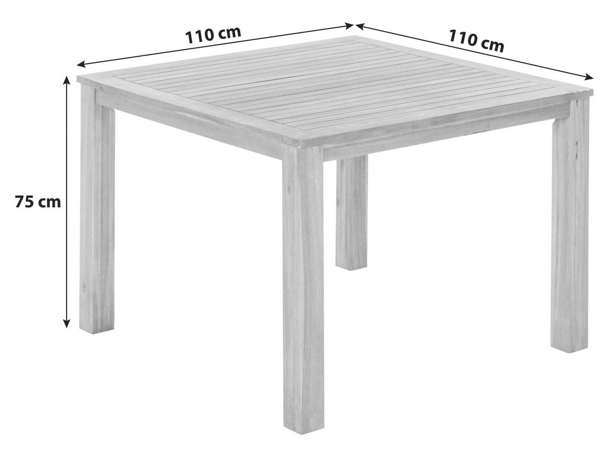 Gartentisch Paraiba Echtholz Akazie L: 110 cm - Akaziefarben, ROMANTIK / LANDHAUS, Holz (110/110/75cm) - Gardenson