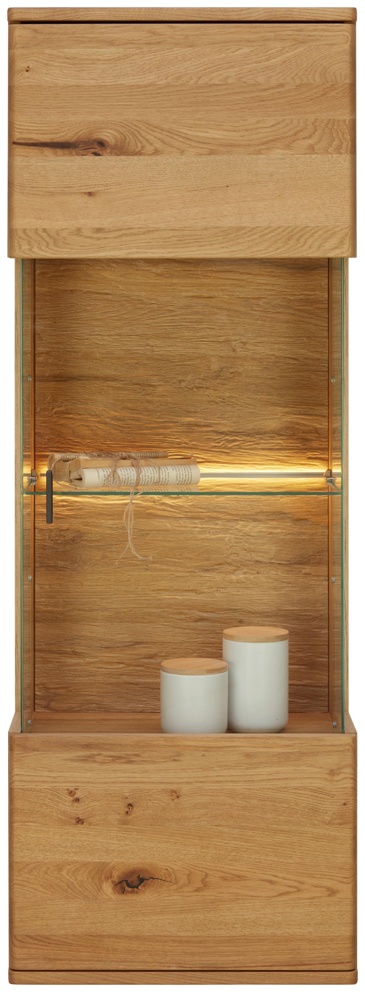 Závěsná vitrína divoký dub - šedá/divoký dub, Moderní, kov/dřevo (50/138/37cm) - Premium Living