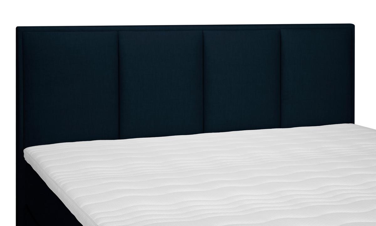 Boxspringbett mit Topper 180x200 cm Graz, Dunkelblau - Alufarben/Dunkelblau, MODERN, Textil (180/200cm) - MID.YOU