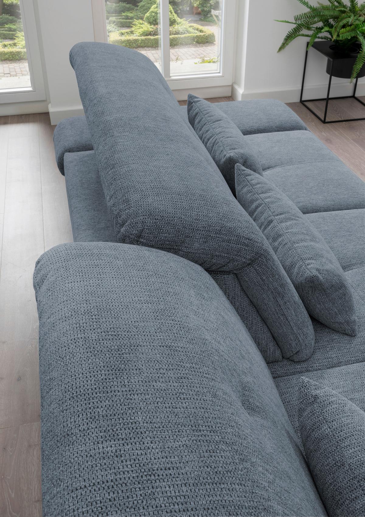 Ecksofa mit Schlaffunktion Dalida Hellblau Chenille - Chromfarben/Hellblau, Design, Textil (196/300cm) - Livetastic