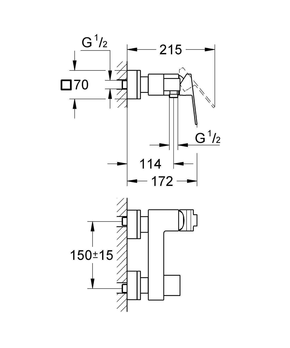 Duscharmaturen Sail Cube Chromfarben H: 17,2 Cm - Chromfarben, KONVENTIONELL, Metall (17,2cm) - Grohe