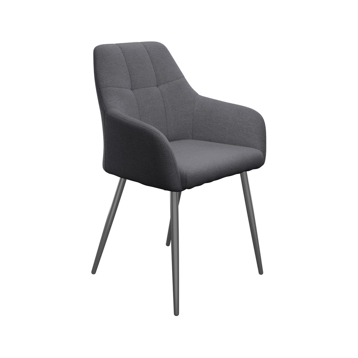 Armlehnstuhl Joe II Leinenoptik Grau - Schwarz/Grau, KONVENTIONELL, Textil/Metall (58/86/61cm)