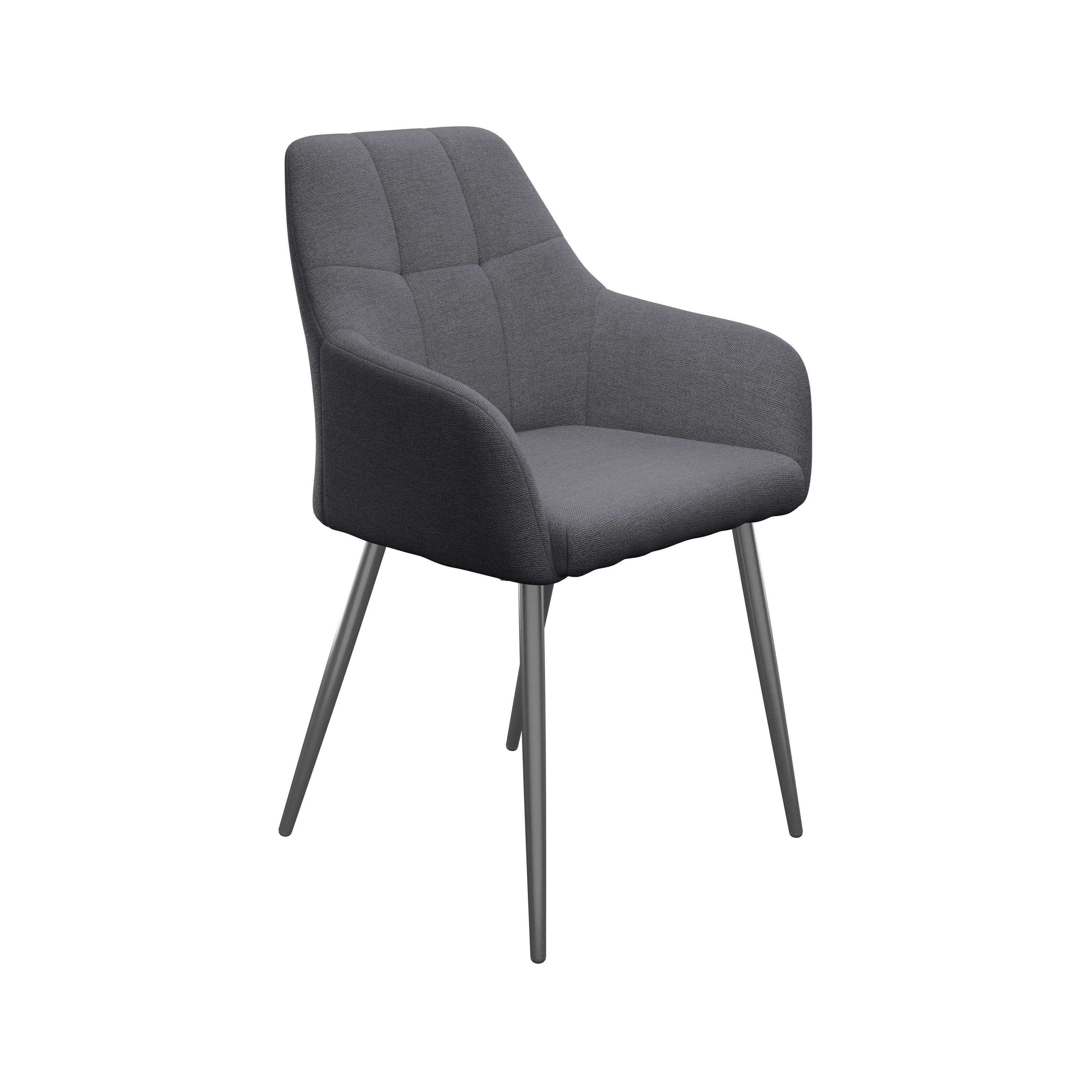 Armlehnstuhl Joe Leinenoptik Grau