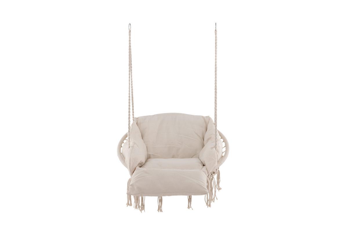 Hängesessel Hamtic mit Sitz- und Rückenkissen - Weiß, KONVENTIONELL (80/90/60cm) - Gardenson