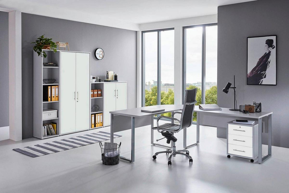 Büro Office Edition Grau/weiß - Weiß/Grau, MODERN, Holzwerkstoff - MID.YOU