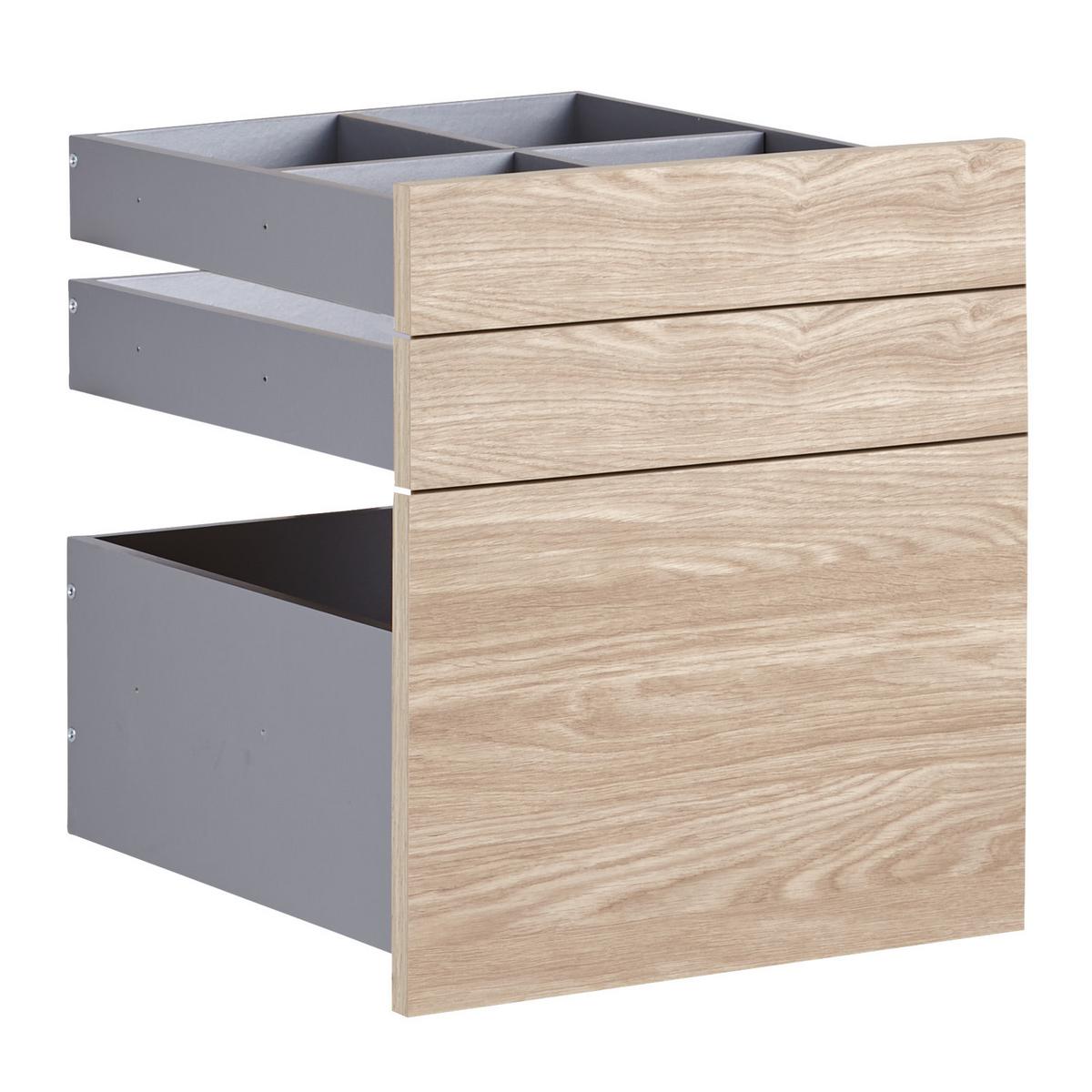 Schubladeneinsatz Unit Eiche B: 45,3 cm 3 Fächer - MODERN, Holzwerkstoff (45,3/50,3/47cm) - Ondega