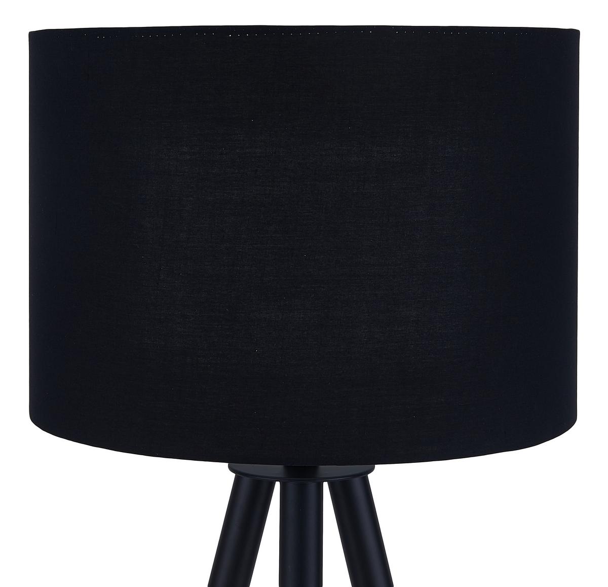 Stehlampe Holz Schwarz/Natur Langer Dreifuß mit Fußschalter - Schwarz/Naturfarben, Basics, Holz/Textil (65/154cm)