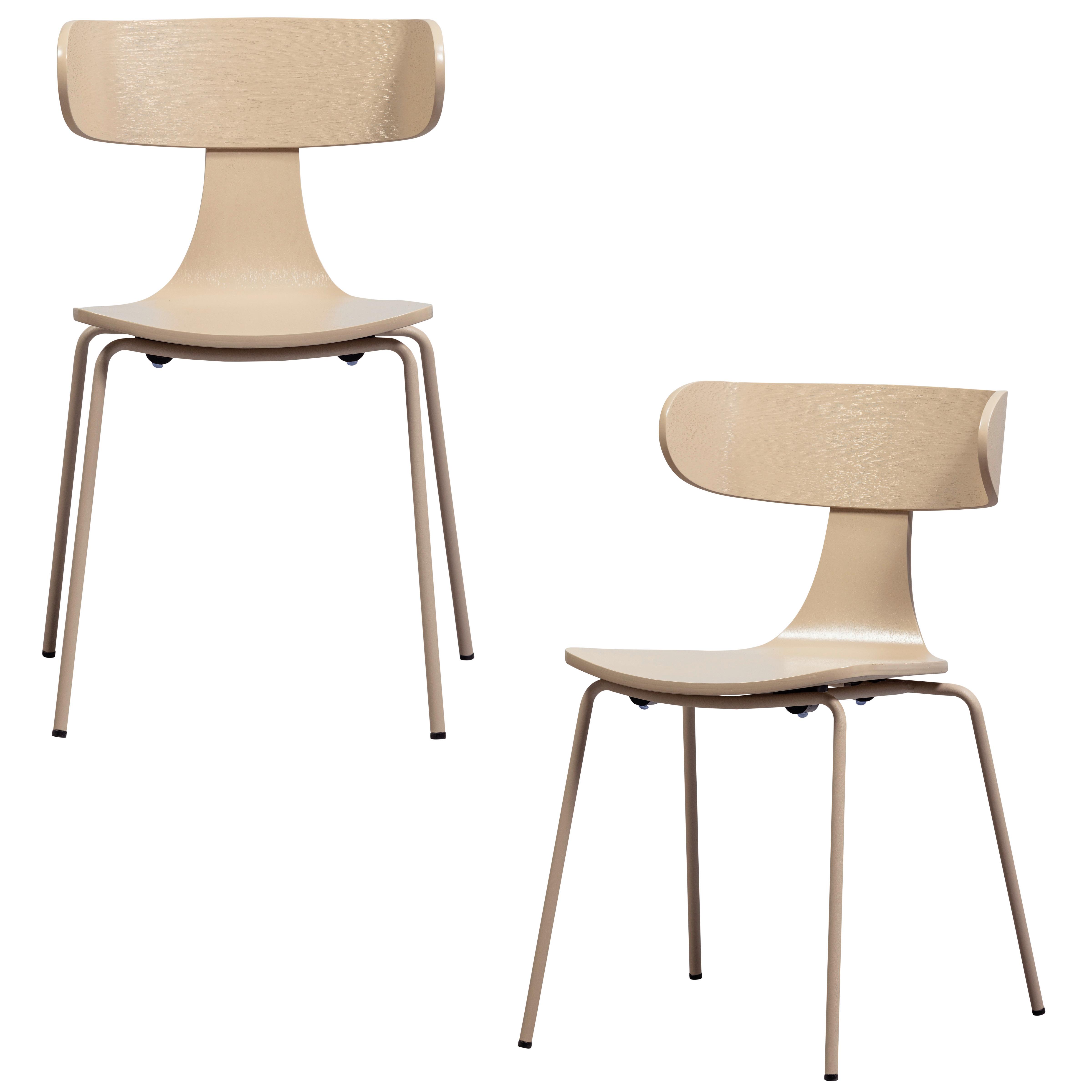 Stuhl-Set Form Sandfarben B: 50 cm - Sandfarben, Design, Holz/Metall (50/77,5/52cm) - Livetastic