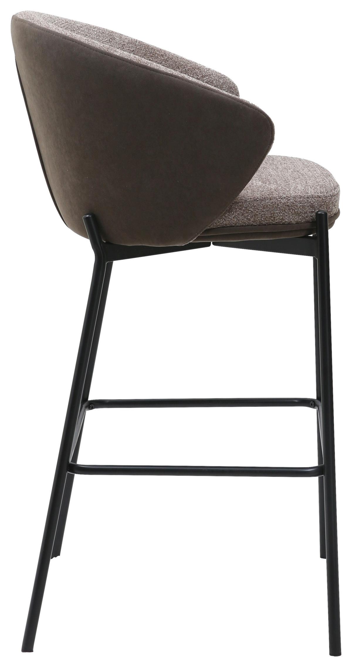 Barhocker Corey Textil Braun B: 53,5 Cm - Schwarz/Braun, MODERN, Textil/Metall (53,5/101/54cm) - MID.YOU