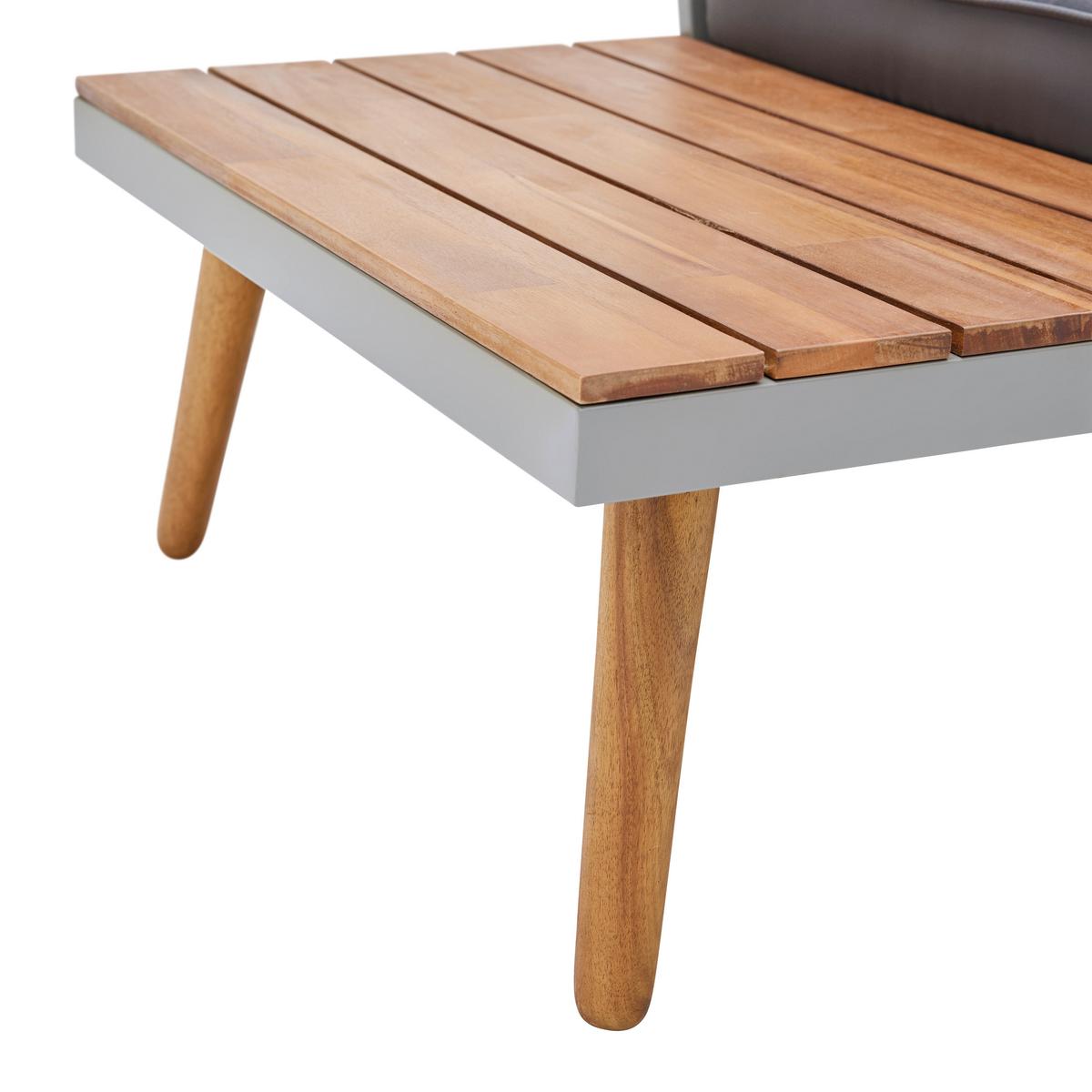 Zahradní sedací souprava LANCIANO - šedá/tmavě šedá, Moderní, kov/dřevo (257/68/74cm) - Bessagi Garden
