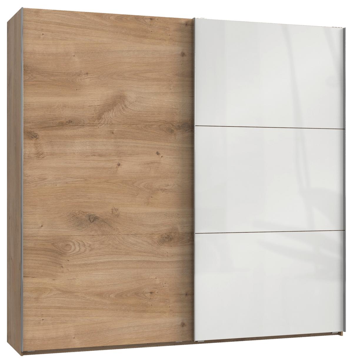 Schwebetürenschrank B: 250 Cm Level 36c Weiß/eiche Dekor - Eichefarben/Weiß, MODERN, Holzwerkstoff (250/236/65cm) - MID.YOU