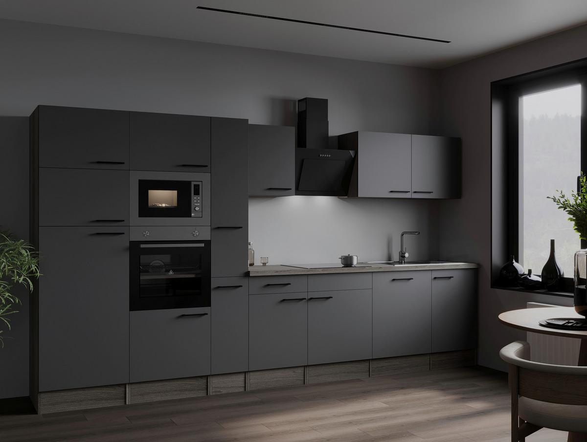 Küchenblock Oliver Grau, Eiche Dekor B: 370 Cm - Eichefarben/Eiche Artisan, Design, Holzwerkstoff (370cm) - Respekta