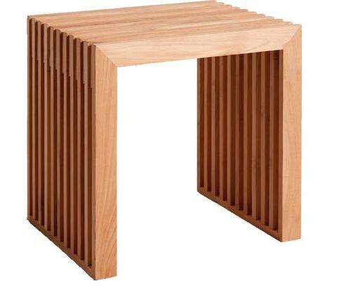 Hocker Rib - Teakfarben, KONVENTIONELL, Holz (45/43/35cm) - MID.YOU