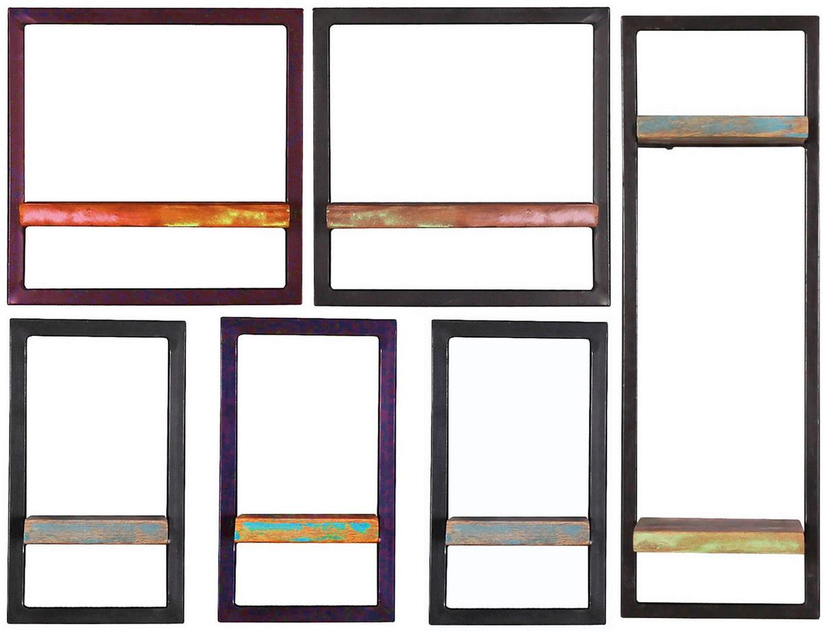 Wandregal Multicolor/Schwarz - Multicolor/Schwarz, Design, Holz/Metall (35/35/25cm) - MID.YOU