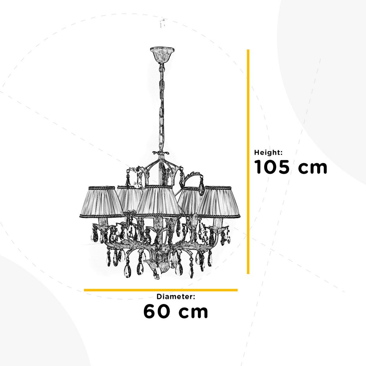 Kristall-Hängeleuchte 4669/5 - Weiß, Natur, Glas/Textil (60/105cm)