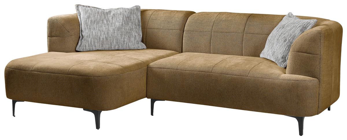 Ecksofa Lou Goldfarben/Schwarz, 158 cm - Goldfarben/Schwarz, Design, Textil (158/247cm) - MID.YOU