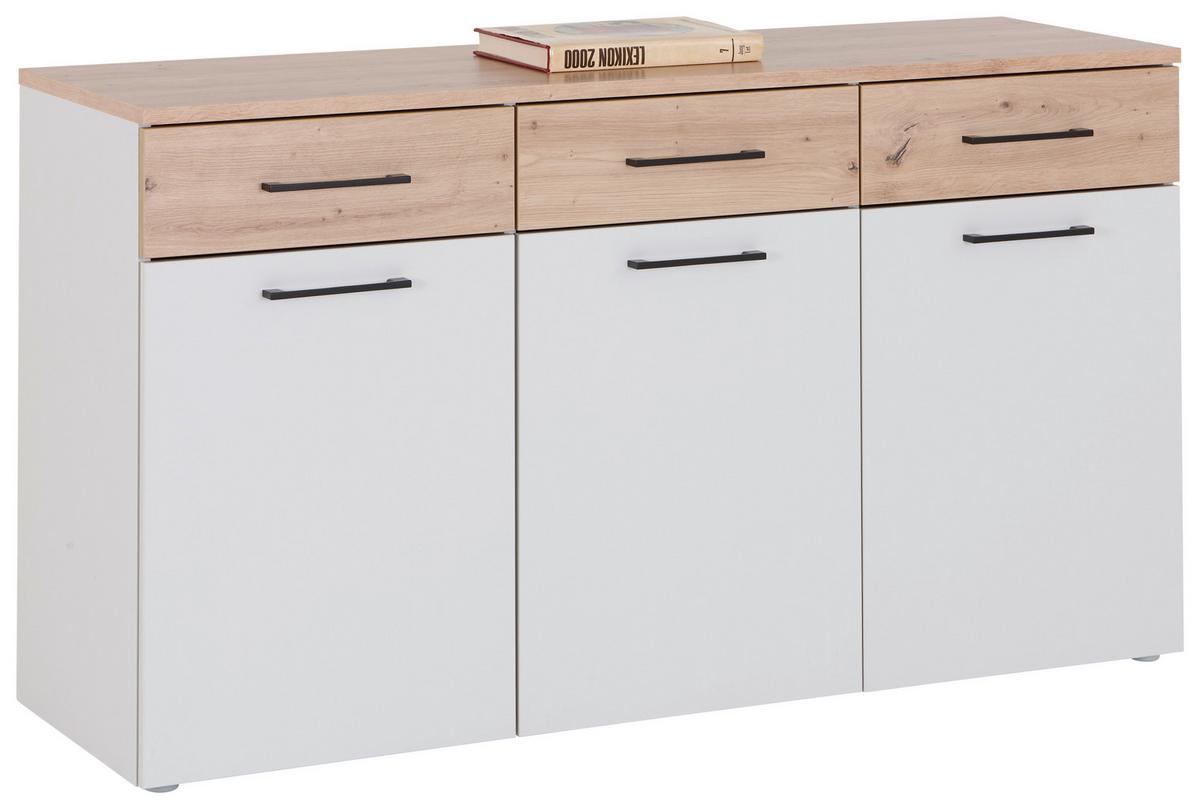 Kommode 150cm Kontor K12 Eiche Dekor - Eichefarben/Grau, MODERN, Holzwerkstoff (150/87,6/47cm)