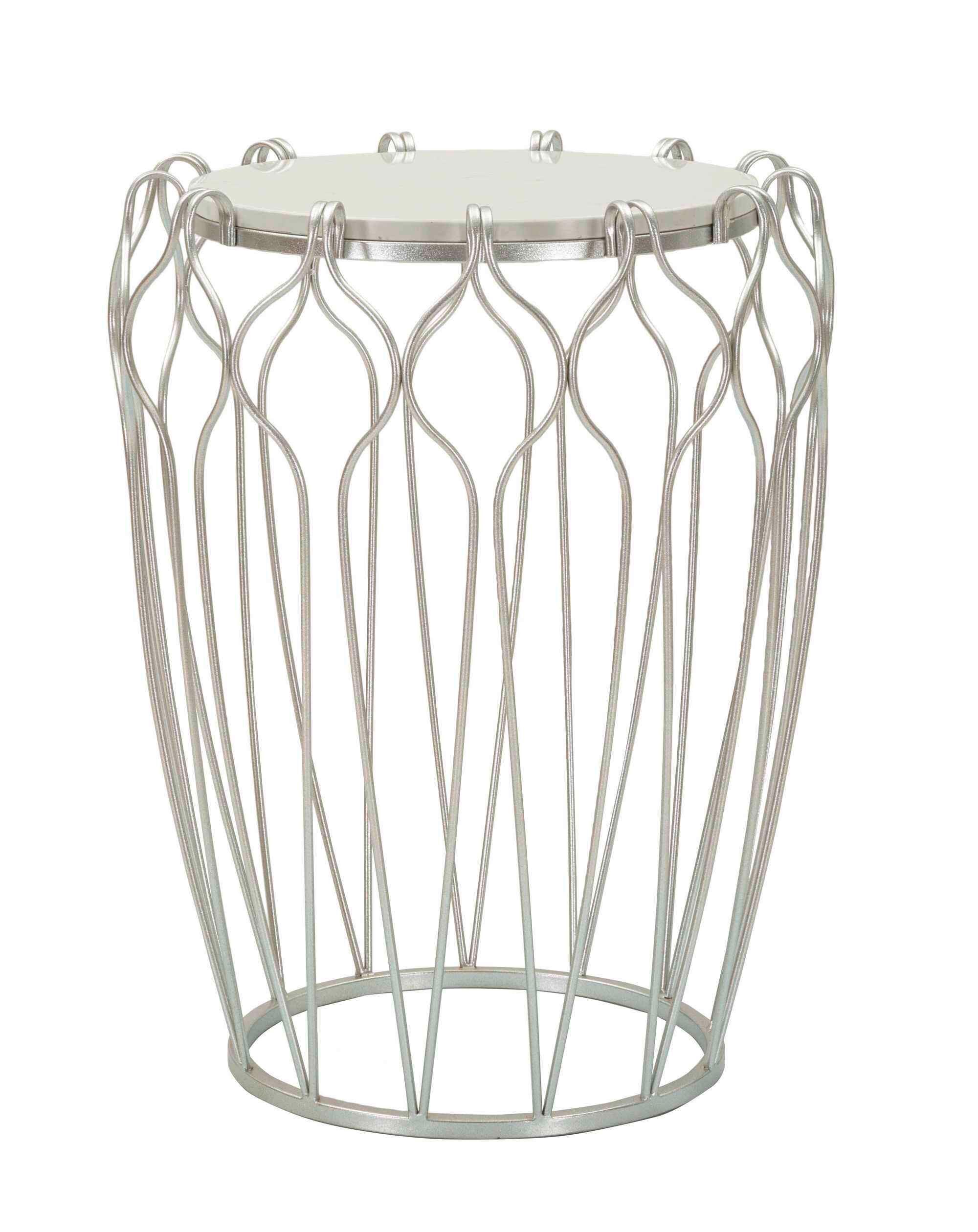 Couchtisch Hook Silberfarben B: 47,5 cm - Silberfarben, Basics, Stein/Metall (47,5/61,5cm)