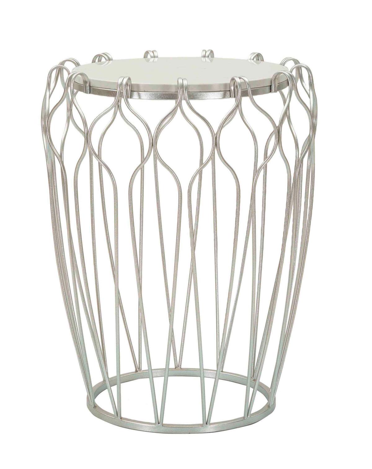 KONFERENČNÝ STOLÍK HOOK - strieborná, Basics, kov/kameň (47,5/61,5cm)