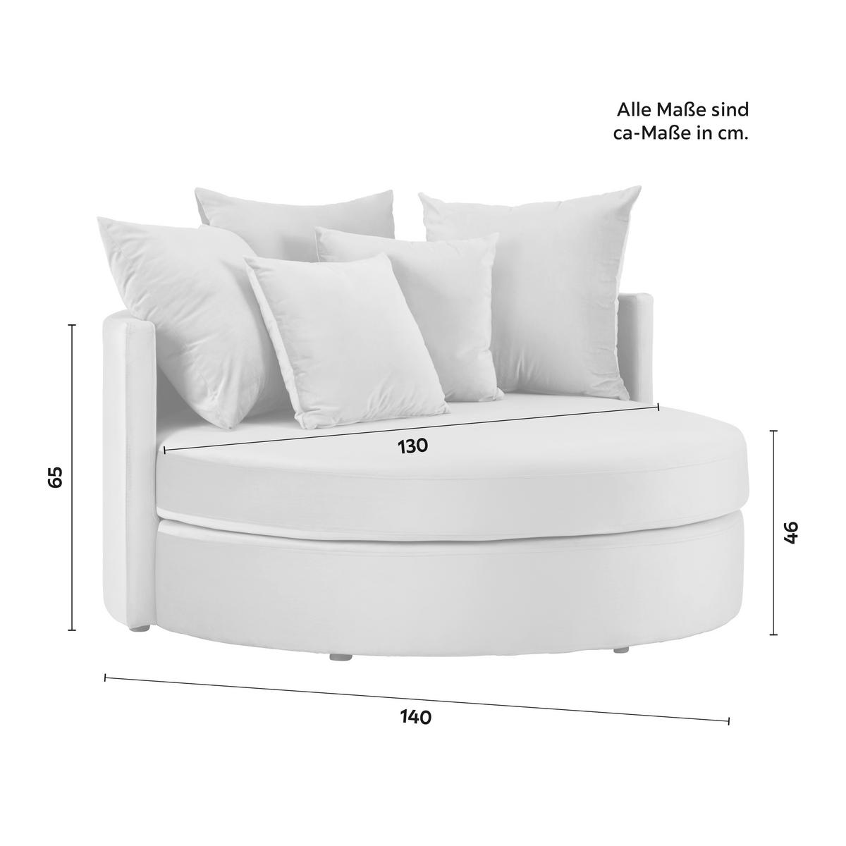 Okrúhla pohovka s vankúšmi ELENA, ružová - čierna/ružová, Modern, drevo/textil (130/65/140cm) - Bessagi Home
