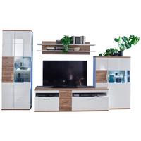 Wohnkombination 4-Tlg. Luzern Weiß/Eichefarben - Eichefarben/Weiß, Design, Glas/Holzwerkstoff (320/199/50cm) - Livetastic