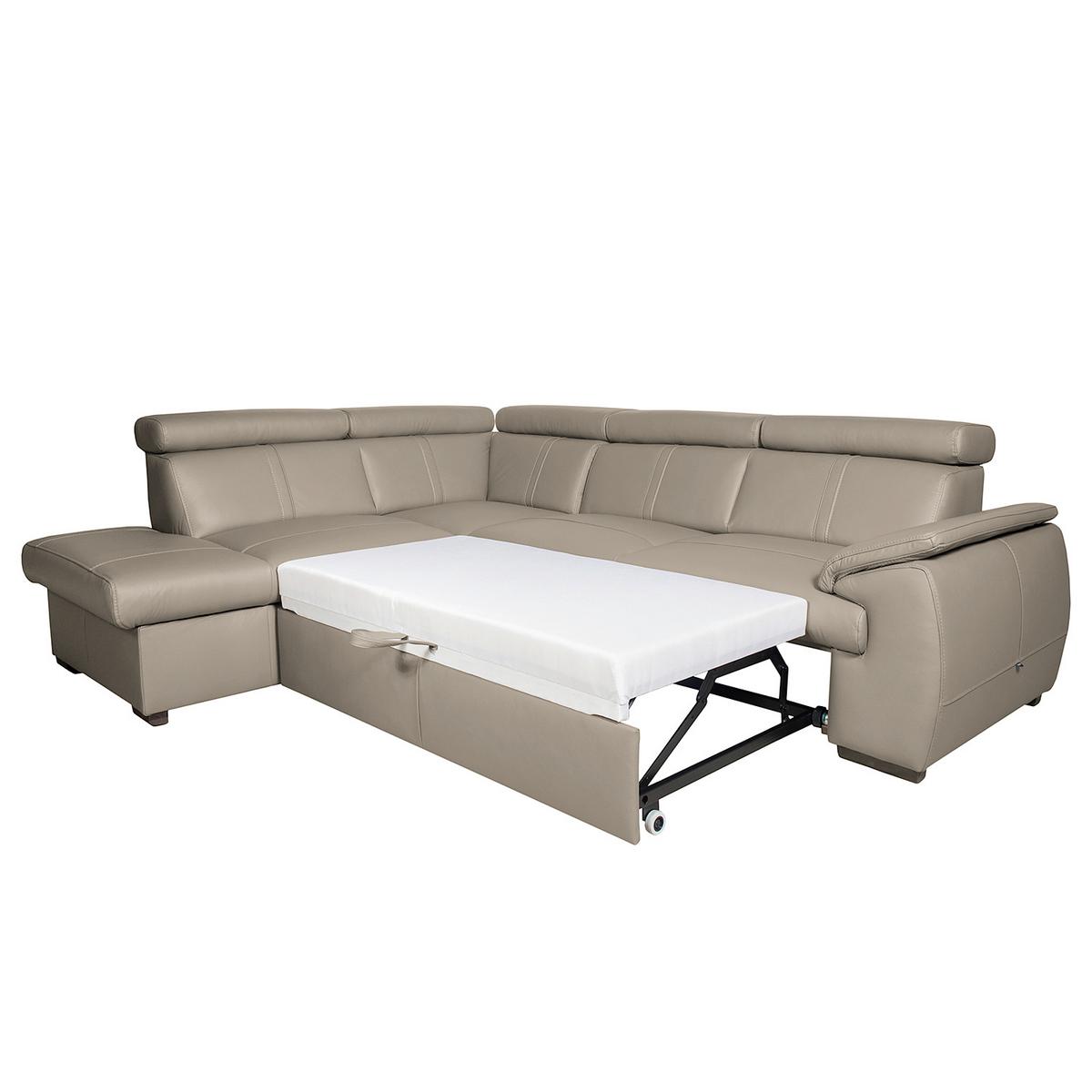 Ecksofa City Hellgrau S: 265x211 Cm - Wengefarben/Hellgrau, Design, Leder (265/211cm) - Livetastic
