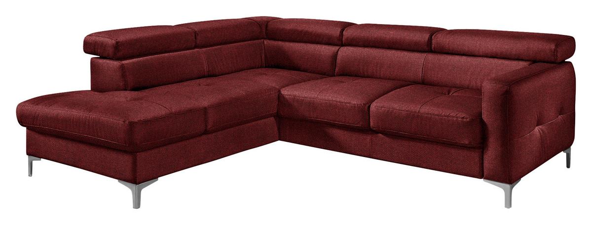 Ecksofa Sammy Dunkelrot - Chromfarben/Dunkelrot, Design, Textil (207/242cm) - Livetastic