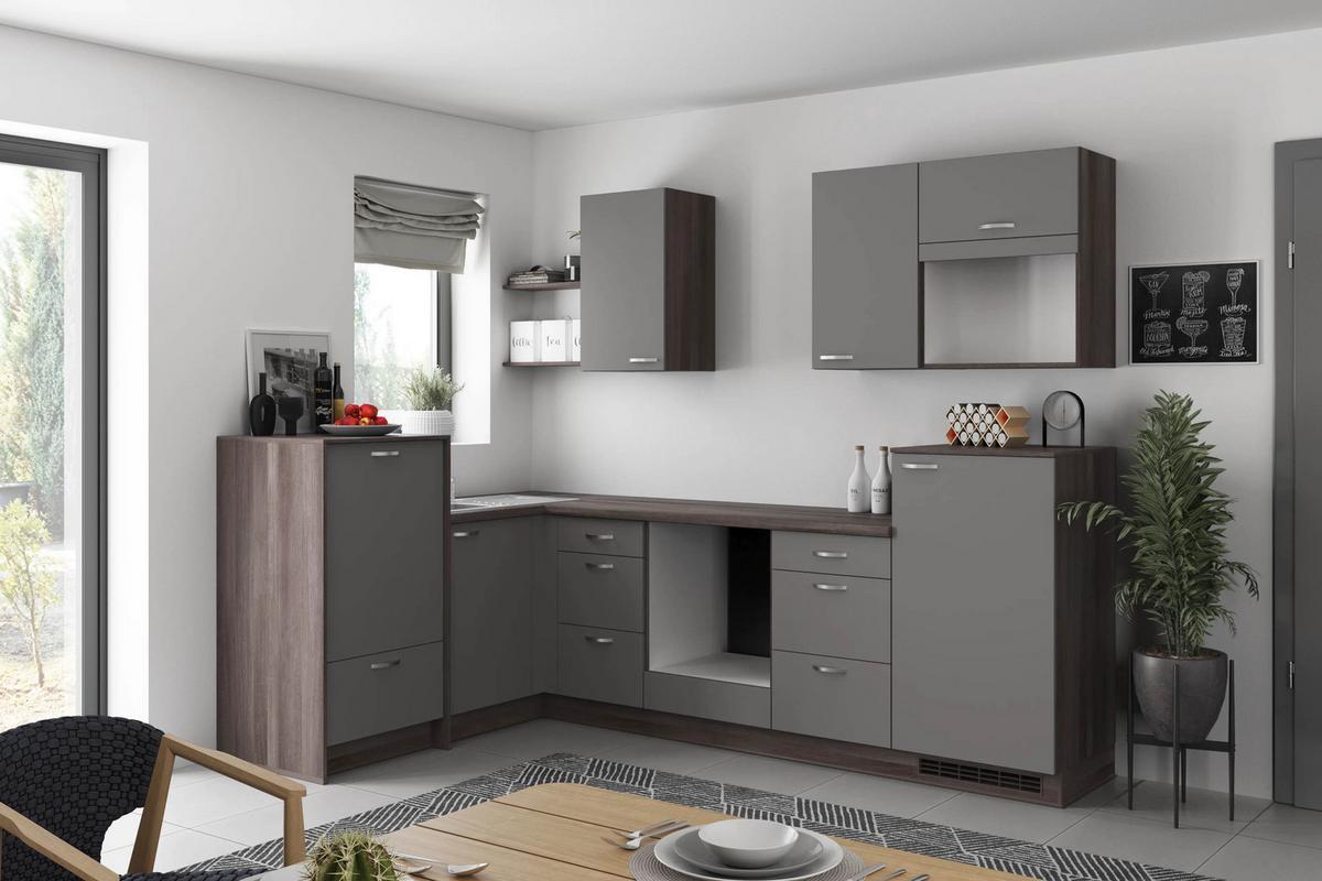 Eckküche Win - Anthrazit/Eiche grau, MODERN, Holzwerkstoff (178/280cm) - Express