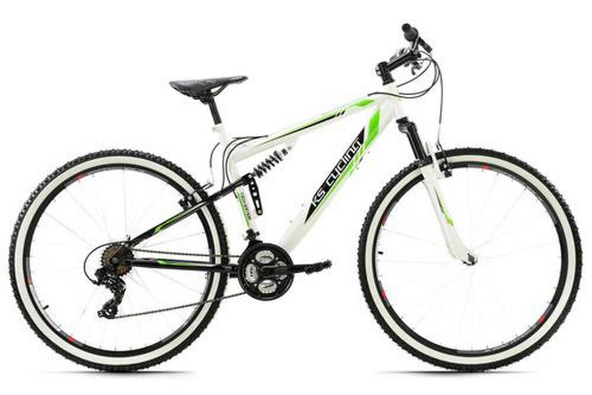Mountainbike Fully 29 Zoll Scrawler 21 Gänge - Weiß/Grün, Basics, Metall (180/70cm) - KS Cycling