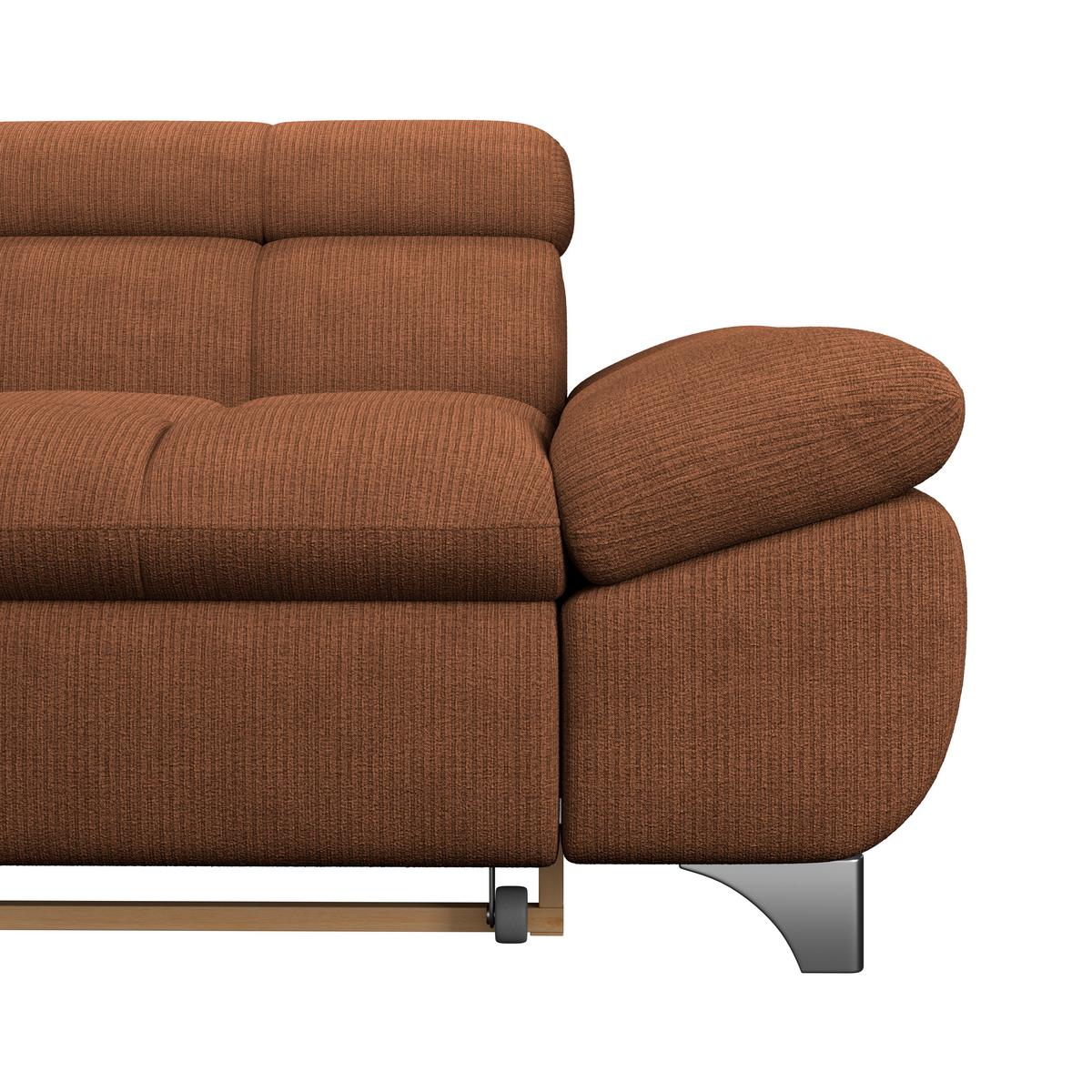 Rohová sedačka GEMINI, ľavá, terakotová ženilka - terakotová/chrómová, Konventionell, kov/textil (234/312cm)