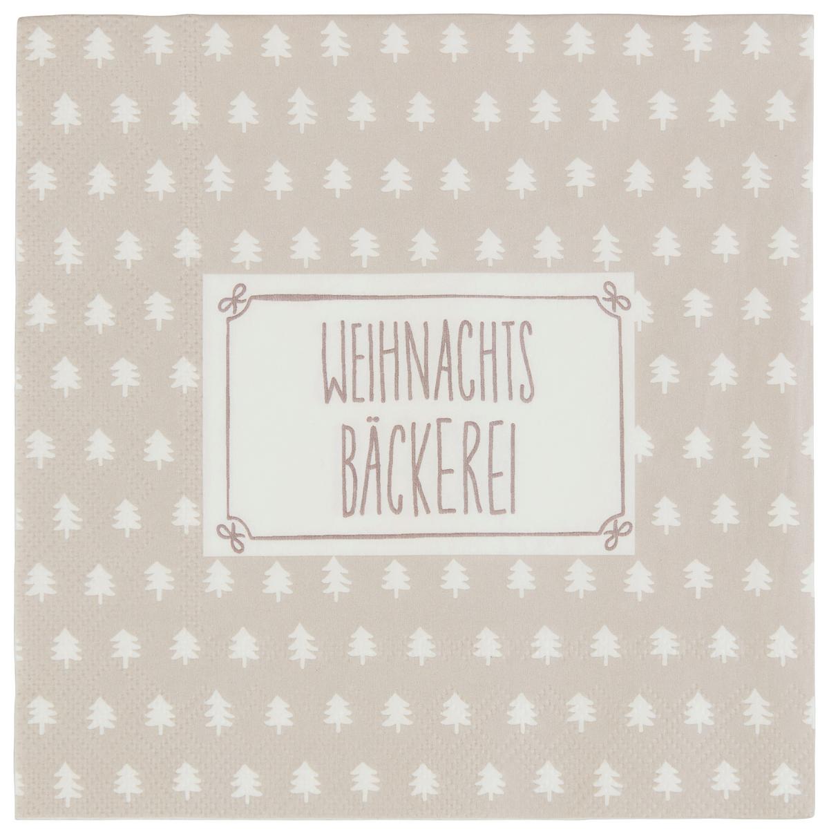 Serviette Risor Weihnachten Grau/weiß 20 Stk., 17x17 Cm - Weiß/Grau, KONVENTIONELL, Papier (17/3/17cm)