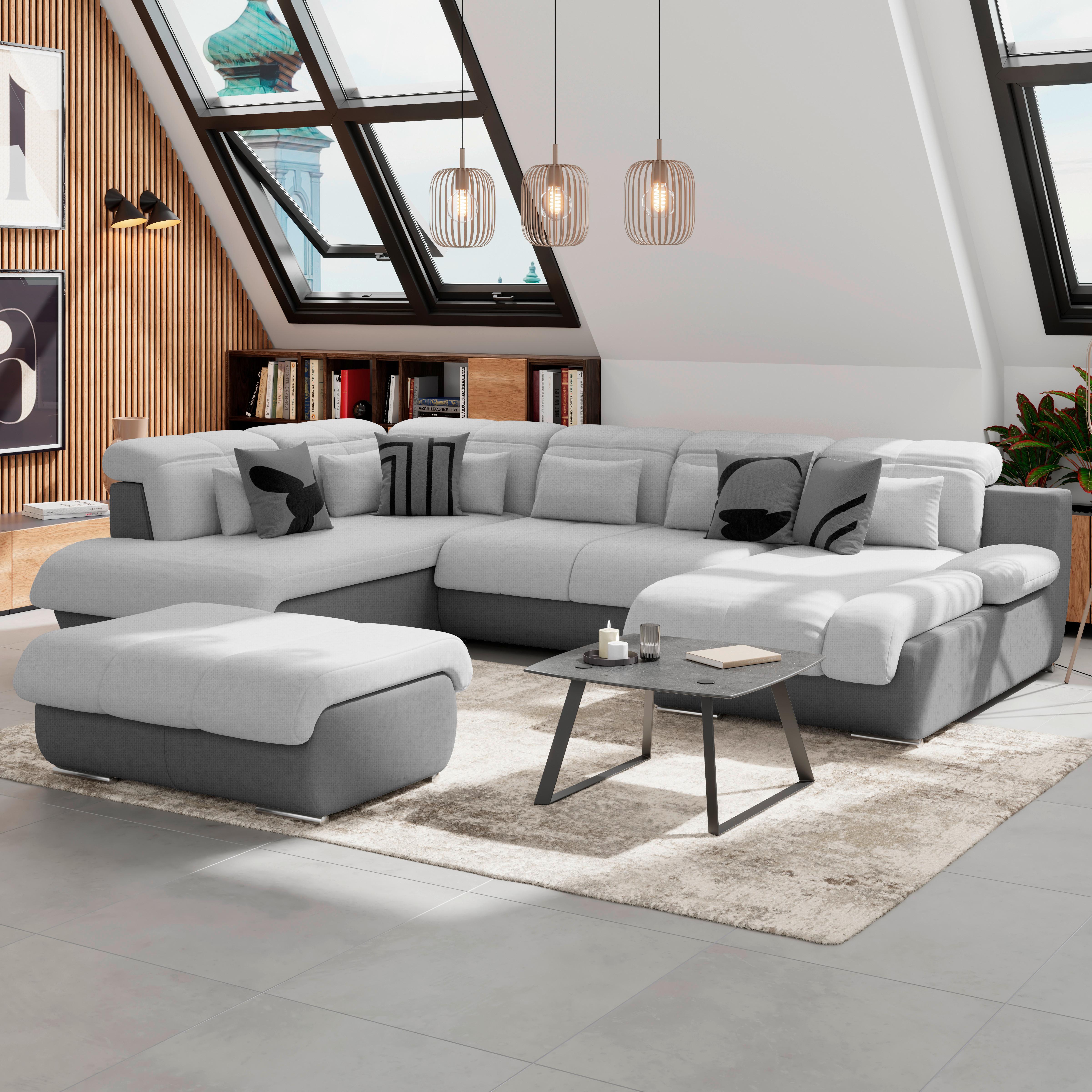 Wohnlandschaft Multi - Chromfarben/Dunkelgrau, MODERN, Textil (228/345/184cm) - Luca Bessoni