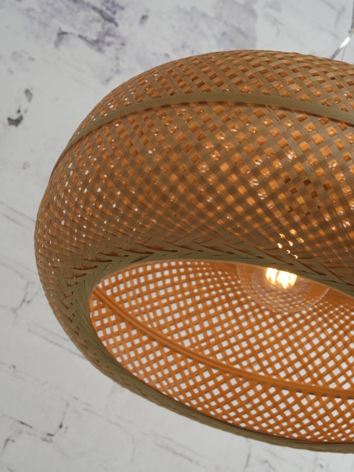 Hängeleuchte Palawan H: 378 cm 1-Flammig höhenverstellbar - Chromfarben/Braun, Design, Naturmaterialien/Kunststoff (63/378cm) - Good & Mojo
